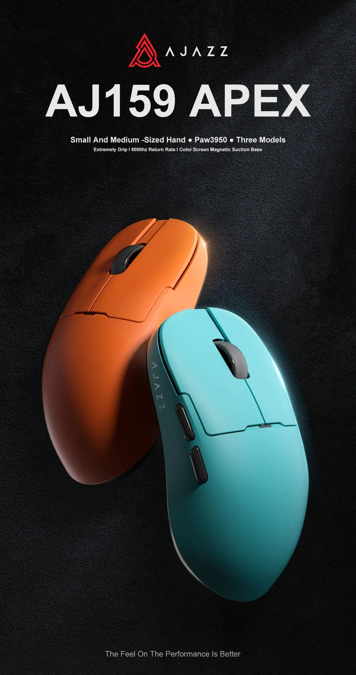 Ajazz AJ159 PRO/APEX Gaming-Maus 8000Hz Abtastrate Paw3950 Farbdisplay Magnetischer Standfuß AJ159P Büro & Gaming