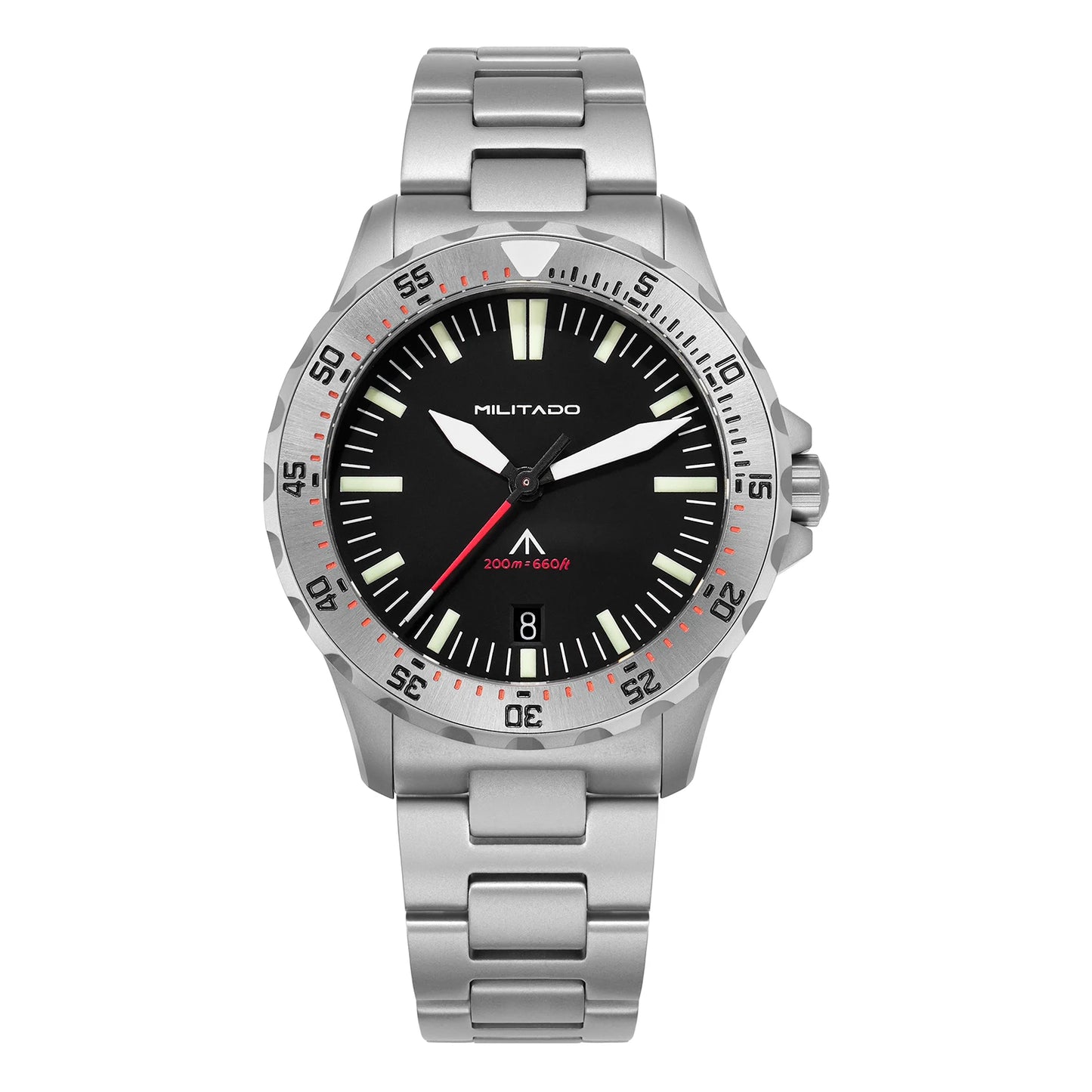 Militado ML16 Quartz Watch VH31 Sweep Movement Sapphire Super Luminova Watches Stainless Steel 200m Waterproof Wristwatch