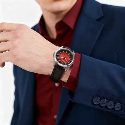 Montre pour homme BERNY – Montre à quartz élégante et classique, étanche à 10 ATM, dotée d'un verre saphir et d'aiguilles luminescentes, idéale pour une tenue habillée ou professionnelle, avec bracelet en cuir.