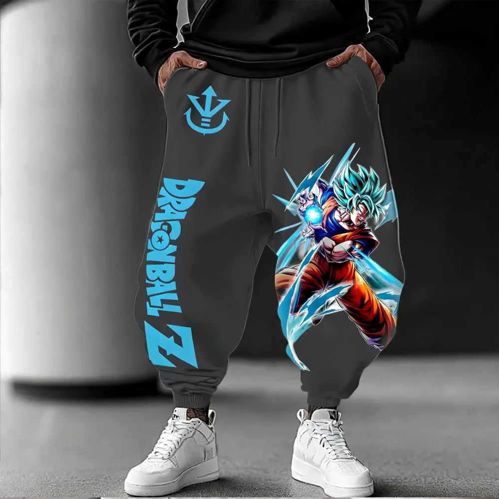 Calças Unissexo em Algodão Puro Dragon Ball Goku 2026 Verão Novo Produto Harajuku Estampado Anime Hip-hop Americano Largas e Casuais