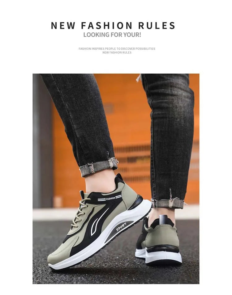 Modne męskie buty sportowe w koreańskim stylu, sznurowane, casualowe, do biegania, wygodne, oddychające, z grubą podeszwą