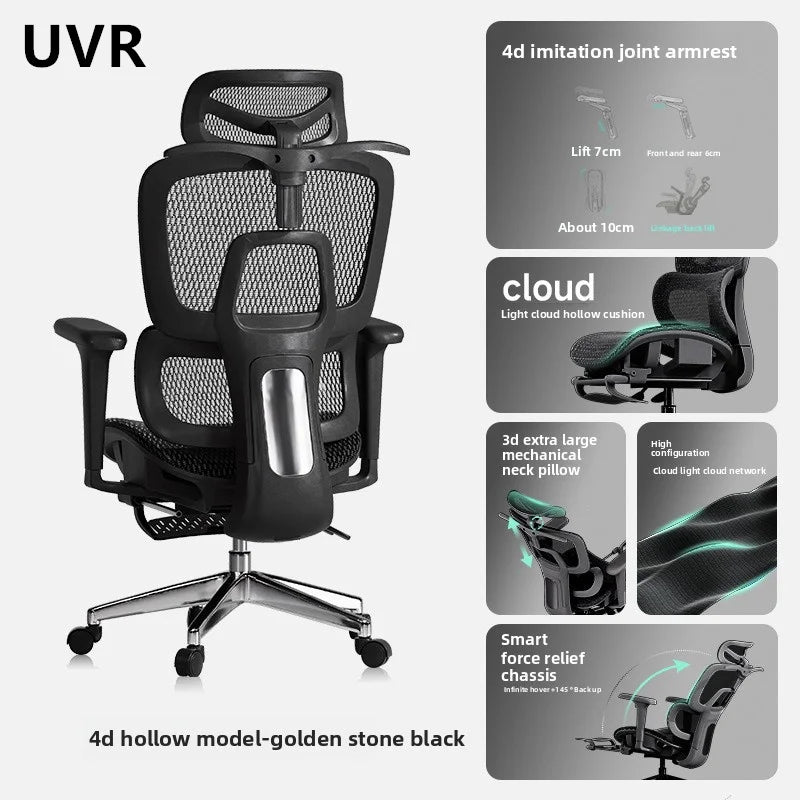 UVR Gaming Office Chair Adjustable Ergonomic Swivel Chair with Reclining Backrest, Computer Desk Chair with Armrests, Live Streaming Chair for Home Office