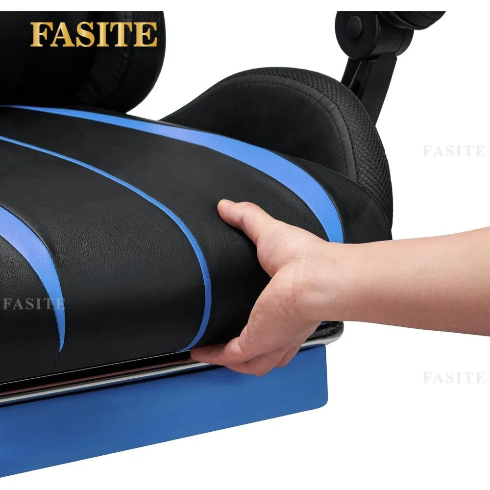 Fashion High Back Video Game Chair with Speakers Massage Computer Gaming Chair with LED Lights and Footrest