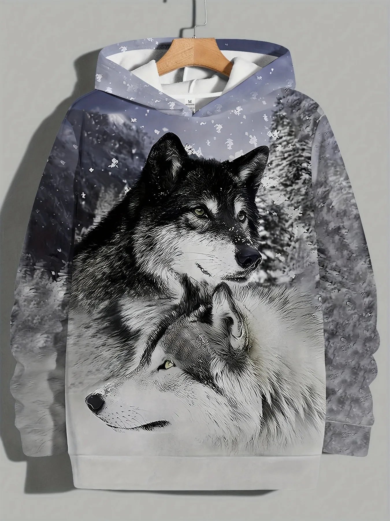 2025 Fashion Men's Autumn Wolf Printed Comfortable Soft Hooded Sports Shirt Outdoor City Street Top