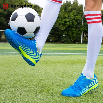 Baasploa Pánske profesionálne futbalové topánky Outdoor protisklzové tréningové športové topánky Pánske ľahké kožené futbalové topánky Chuteira Campo