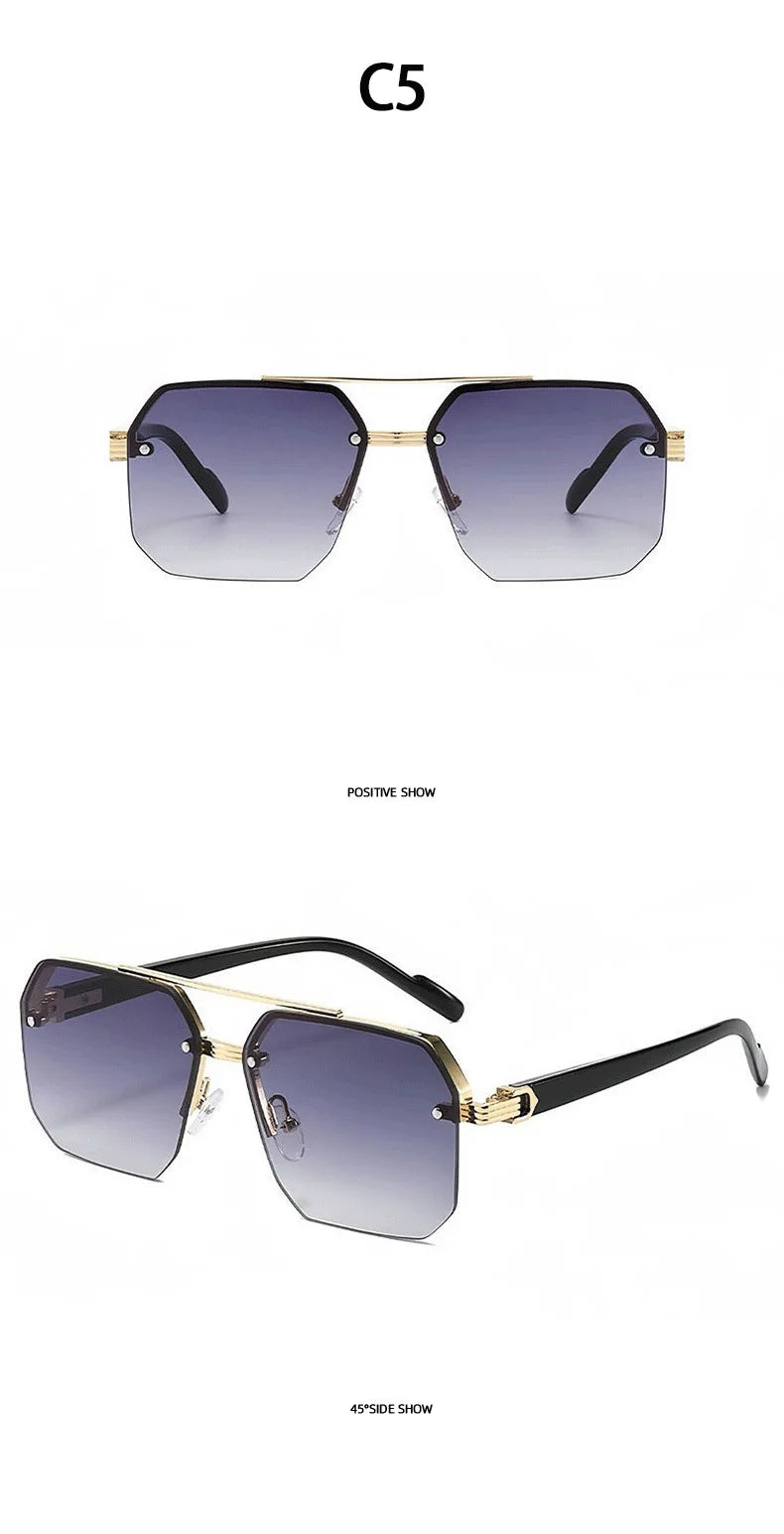 2026New Man Woman Sun Glasses Fashion Versatile UV400 Sunglasses High Quality Half-Frame Shades Unisex Double Beam Design Sunnie