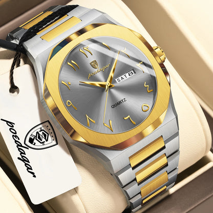 POEDAGAR mode luxe hommes montre à Quartz étanche en acier inoxydable mâle montre semaine Date affaires montres pour hommes Reloj Hombre