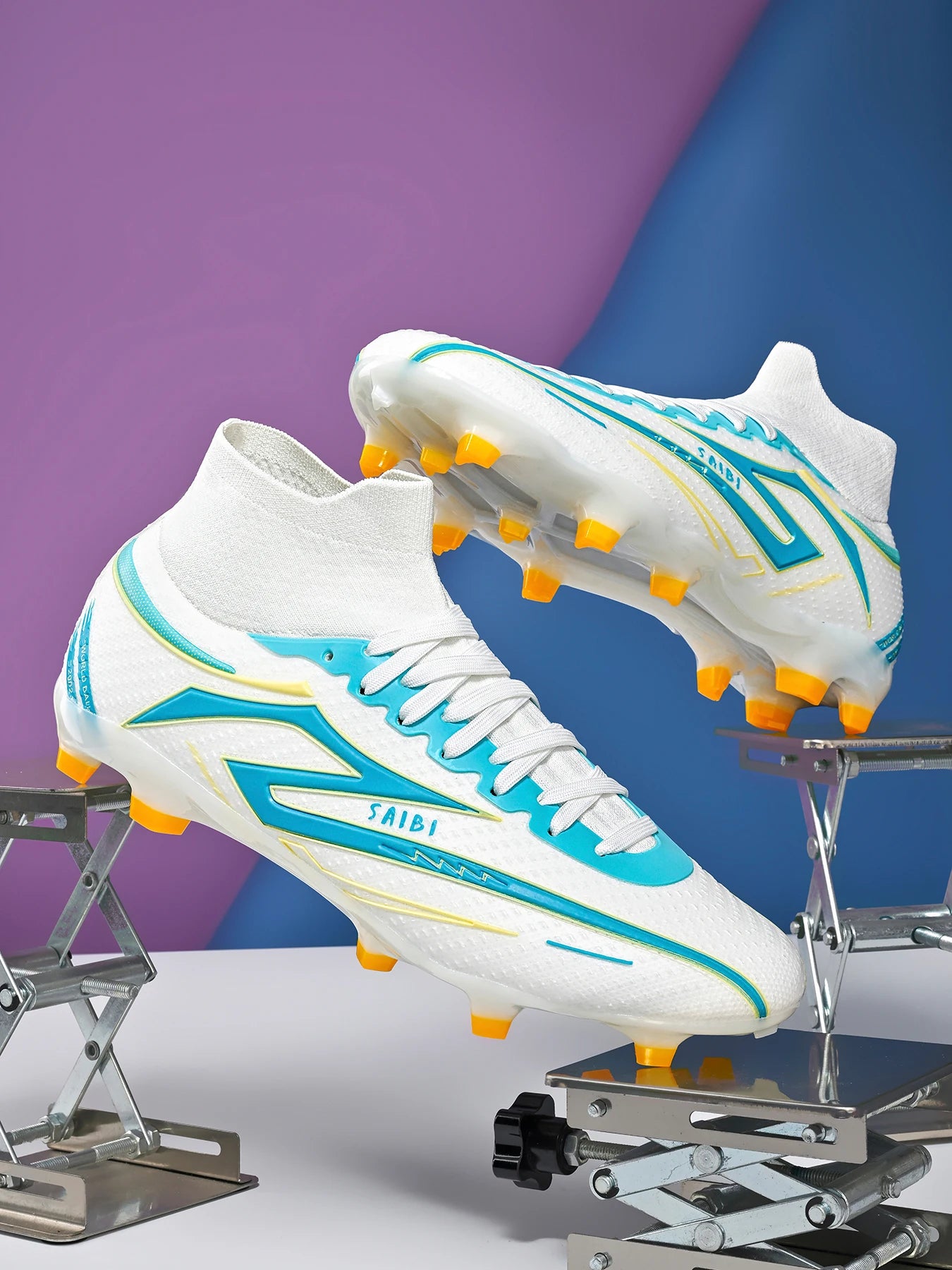 AG/FG Long Studs Soccer Shoes, PU Fabric Mixed Upper, TPU Sole Wear-Resistant Anti-Slip, Men Women Kids Youth Outdoor Sports