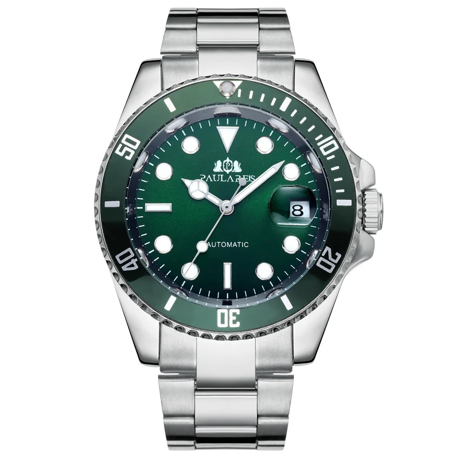 High Quality Automatic Mechanical Watch for Men Stainless Steel Red Dial Date Strong Luminous Luxury Men Watch Reloj Hombre
