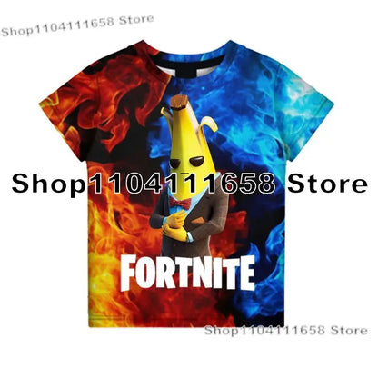 T-shirt Banana Peely da donna, bambini, F-Fortnite, maglietta da uomo con stampa 3D, Battle Royale Game, top estivi, regali di compleanno