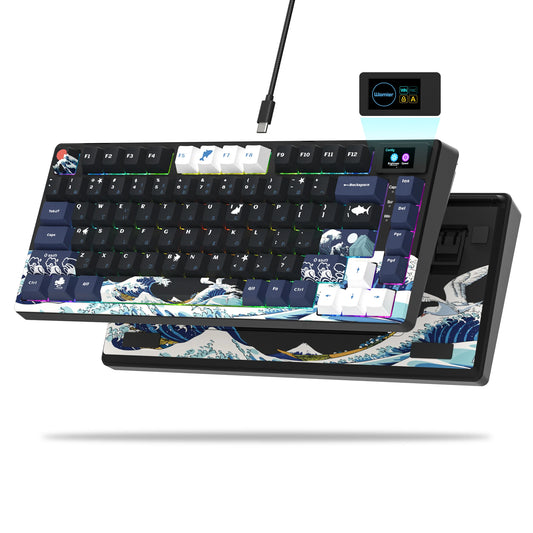Tastiera gamer Womier S-K80 con display OLED a colori, tastiera meccanica gaming hot-swap con struttura gasket mount, RGB personalizzabile