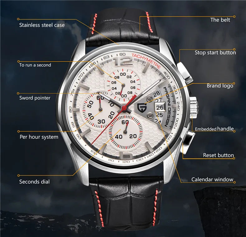 PAGANI DESIGN Chronograph Stop Watch for Men Quartz Multi-function Military Pilot Relógios Masculino Reloj Hombre Montre Homme