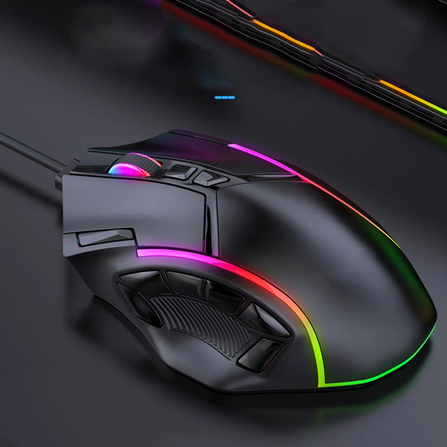 Przewodowa mysz gamingowa RGB 12800DPI z 12 klawiszami i definiowaniem makr – fotoelektryczne akcesorium zamienne do komputera