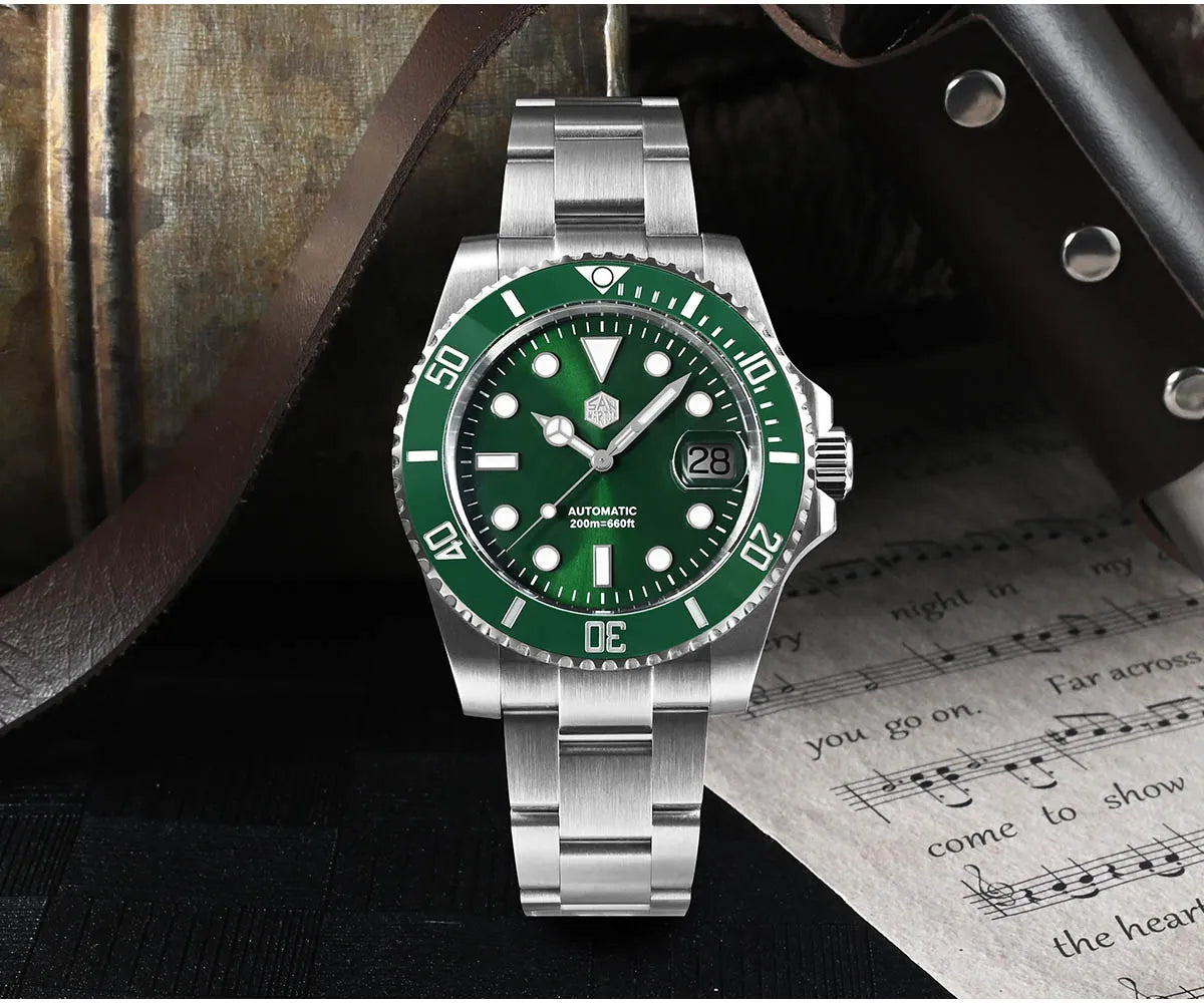 San Martin Verbesserte Version 40mm Water Ghost Diver Watch Herren Luxus-Automatikuhr Mechanische Uhr Saphir Wasserdicht 200m SN0017