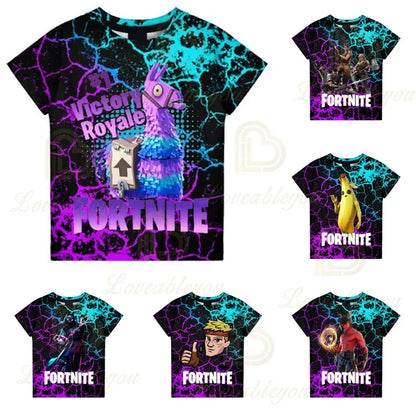 Fortnite „Victory Royale Ninja Fashion“ 3D marškinėliai vaikams, vasariniai trumpomis rankovėmis, su animaciniu raštu, kūdikių drabužiai, vaikiški marškinėliai