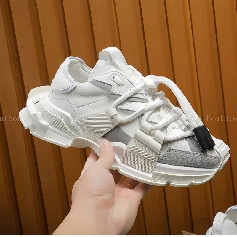 Size 35-46 Women Men Sports Shoes High Quality Patchwork Casual Sneakers Lace Up Fashion Platform Sports Running Shoes Hot