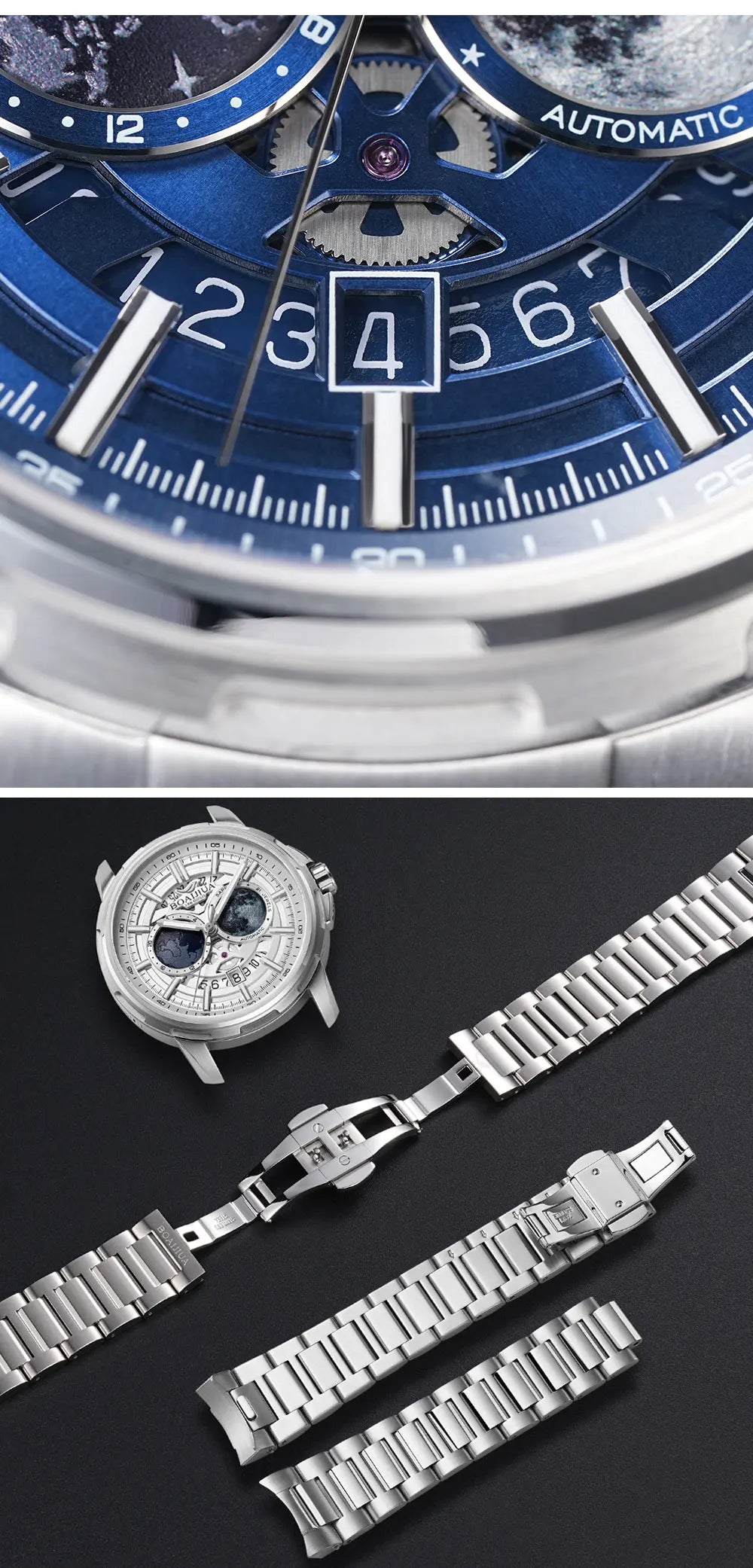 BORIAGE (BOAIJIUA) Automatic Mechanical Watch Creative Starry Sky Watch Water Resistant Mechanical Watches Birthday Gift for Men