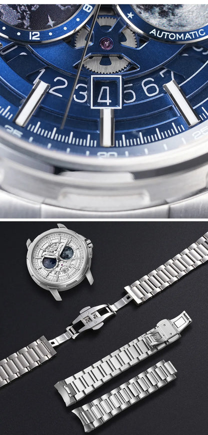 BORIAGE (BOAIJIUA) Automatic Mechanical Watch Creative Starry Sky Watch Water Resistant Mechanical Watches Birthday Gift for Men