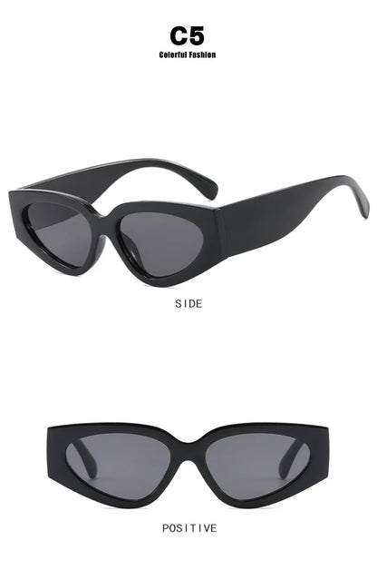 Black White Cat Eye Sunglasses for Women Trendy Vintage Thick Frame Sun Glasses 2025 Classic Shades ladies Goggle