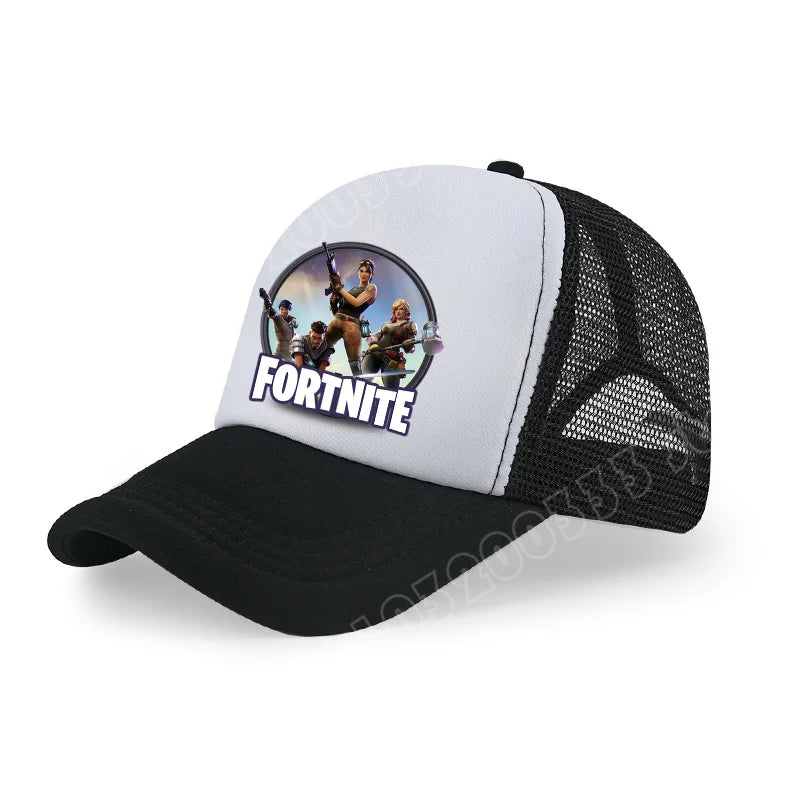 Boné de Basebol Fortnite com Estampa Cartoon do Jogo para Crianças, Boné de Verão em Malha Respirável, Boné Ajustável com Pala, Presente de Aniversário para Crianças