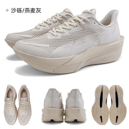 IRUNSVAN Carbon Fiber Sneakers für Einsteiger/Fortgeschrittene, atmungsaktive und bequeme Trainings-Laufschuhe mit dicker Sohle, unisex 130