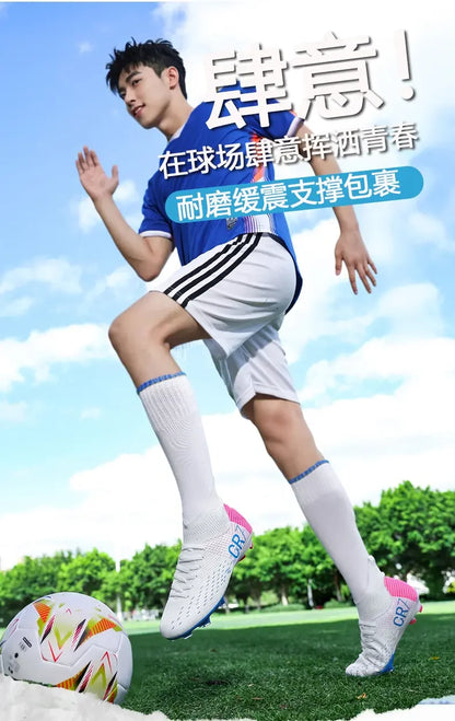 Chuteiras de Futebol de Treino TF com Pitons Longos, Resistentes ao Desgaste, Respiráveis, para Terreno Firme, Jogo ao Ar Livre e Treino