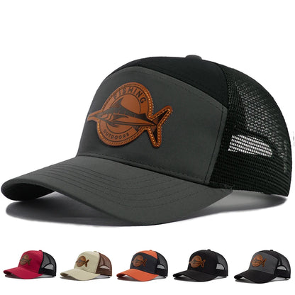 Shark Leather Label férfi baseball sapka, alkalmi, 7 panelos stílusú trucker sapka, divatos hiphop hálós sapka, nyári női napellenzős sapka, unisex