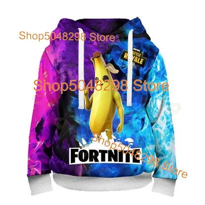 Men’s and Women’s Hoodie with 3D Battle Royale Fortnite Victory Print, Hooded Streetwear Sweatshirts for Boys and Girls