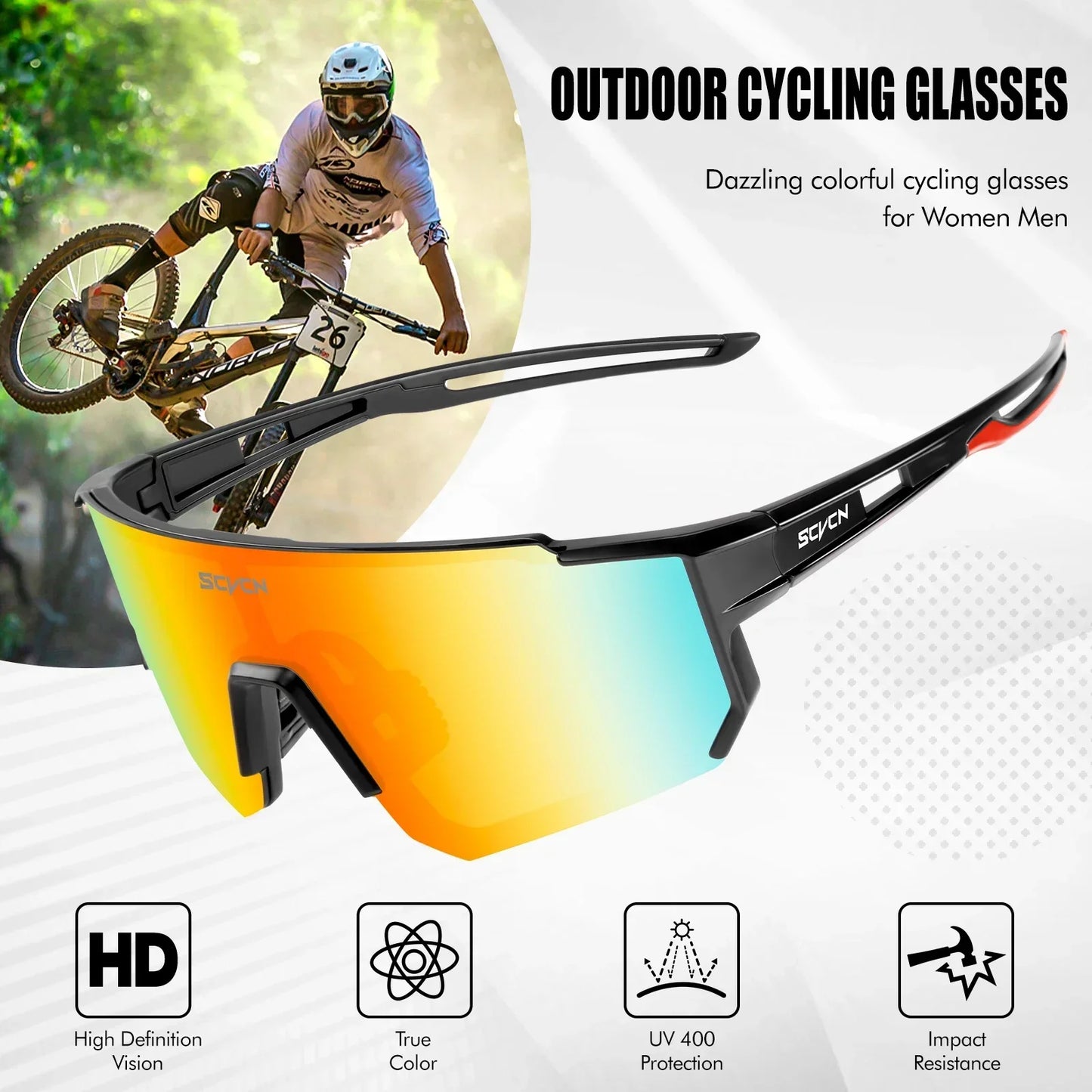 SCVCN Sunglasses for Women Cycling Glasses Bike UV400 Eyewear Sports MTB Outdoor Goggles Men Bike Sunglasses Multi Color Riding