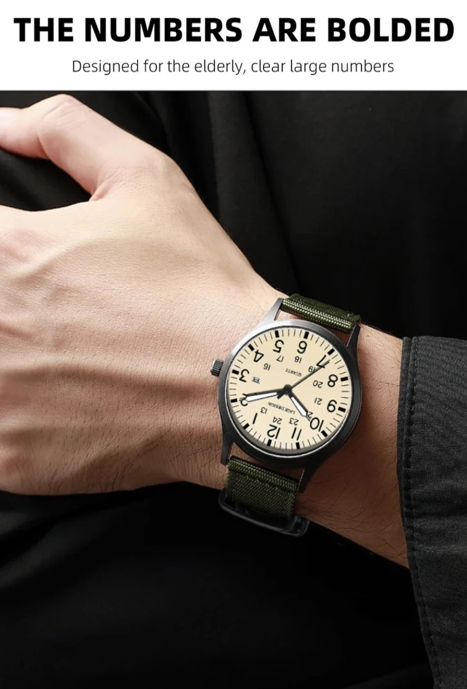 LIGE Lyxiga herrklockor med kvartsverk, datum, nylonarmband, läderarmband, vattentäta, självlysande, militär- och sportklockor för män relogios masculino