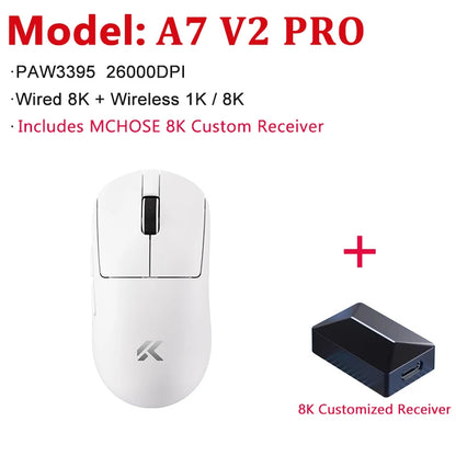 MCHOSE A7 V2 Ultra/Pro Lightweight Wireless Gaming Mouse Dual 8000Hz PAW3950 TI 42000DPI Mice For PC E-sports Gamer