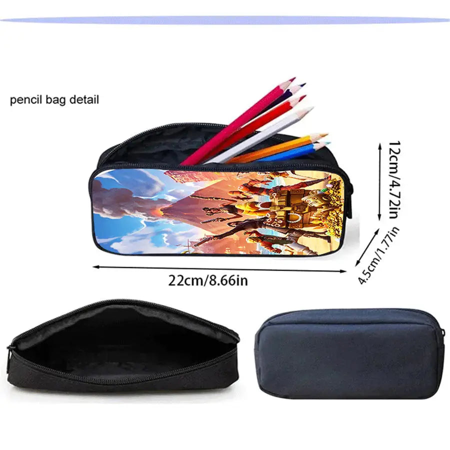 Conjunto de mochila infantil 3 peças, mala a tiracolo e estojo, mala FORTNITE com desenhos, leve para meninos e meninas dos 5 aos 10 anos, porta-chaves 3D impresso grátis