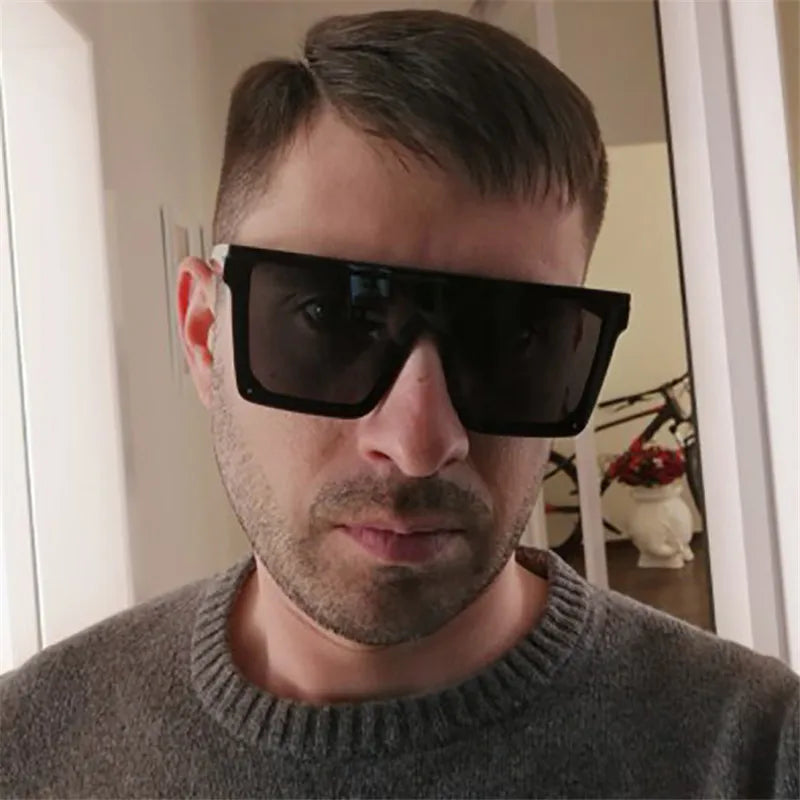 New Large-frame One-piece Sunglasses, European And American Fashionable Square Frame Sunglasses For Women, Colorful Glasses