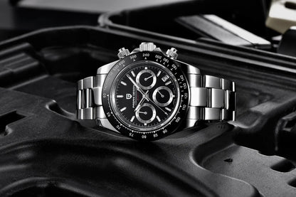 PAGANI DESIGN herenhorloge – Model met gekleurde wijzerplaten, luxe quartz-polshorloge, chronograaf met een uurwerk