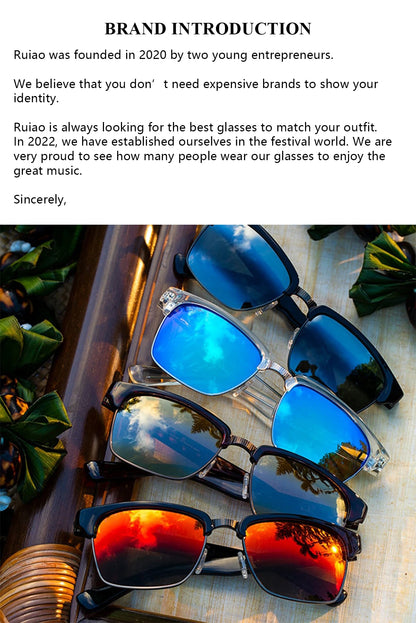 Ruiao rimless sunglasses UV400 fashion square metal glasses for men women designer man's brand sun glasses shades for outdoor