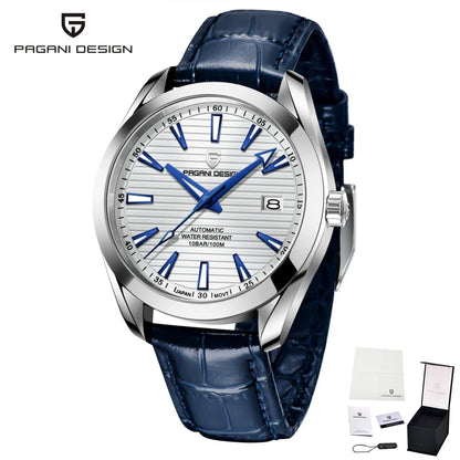 Reloj de lujo para hombre PAGANI DESIGN – Modelo automático mecánico (calibre 8215), de acero inoxidable, hermético, con indicador de fecha y agujas luminiscentes