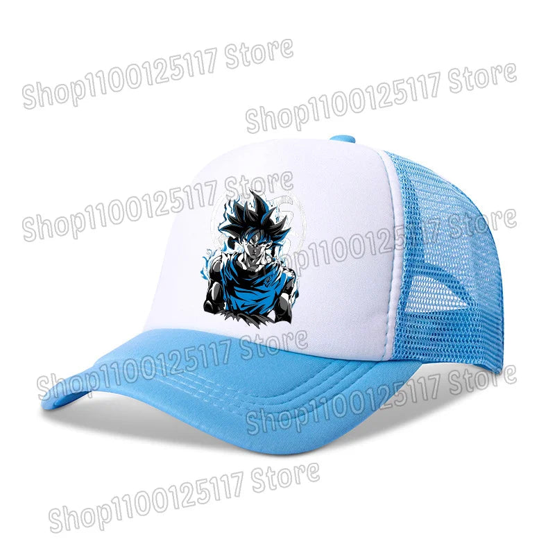 Dragon Ball baseball sapka, anime-nyomtatott sapkák, lélegző, csúcsos sapka, rajzfilm, Goku, nyári sport, snapback, hálós napellenzős sapka, gyermekajándék