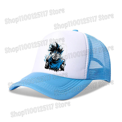 Dragon Ball baseball sapka, anime-nyomtatott sapkák, lélegző, csúcsos sapka, rajzfilm, Goku, nyári sport, snapback, hálós napellenzős sapka, gyermekajándék