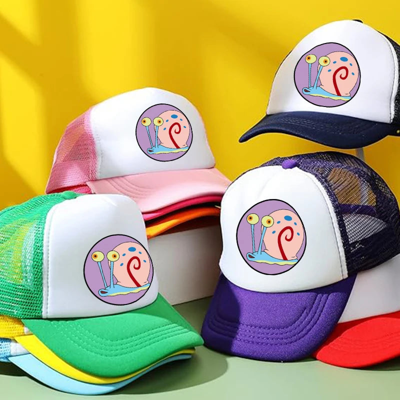 Cute SpongeBobs Baseball Cap Movie Cartoon Round Role Boy Girl Kids Adult Sport Casual Sunshade Adjustable Anime Peaked Mesh Hat