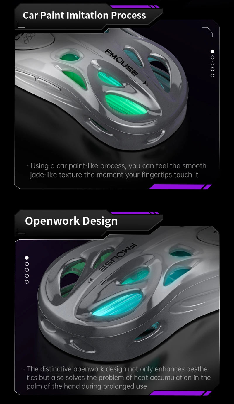 Mouse gaming RGB tri-mode wireless 2.4G, design gol și ușor, cu iluminare Chroma, cu fir și Bluetooth, controller mouse e-sports