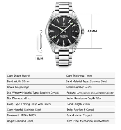 Corgeut 41mm Luxury NH35 Movement Men's Sport Clock Automatic Relogio Masculino Mechanical Wristwatch Sapphire Steel Band Men's Watch