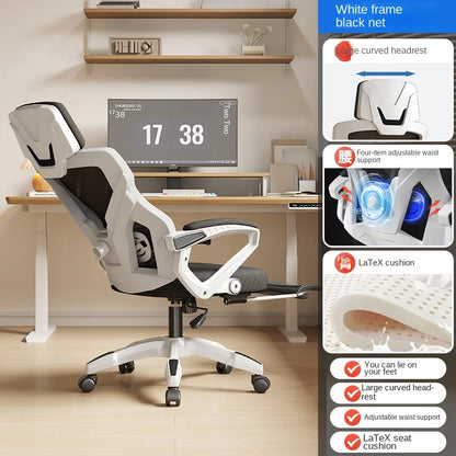 Ergonomic Reclining Seat, Comfortable Office Chair, Household Computer Chair, Student Dormitory, Gaming Chair with  Footrest