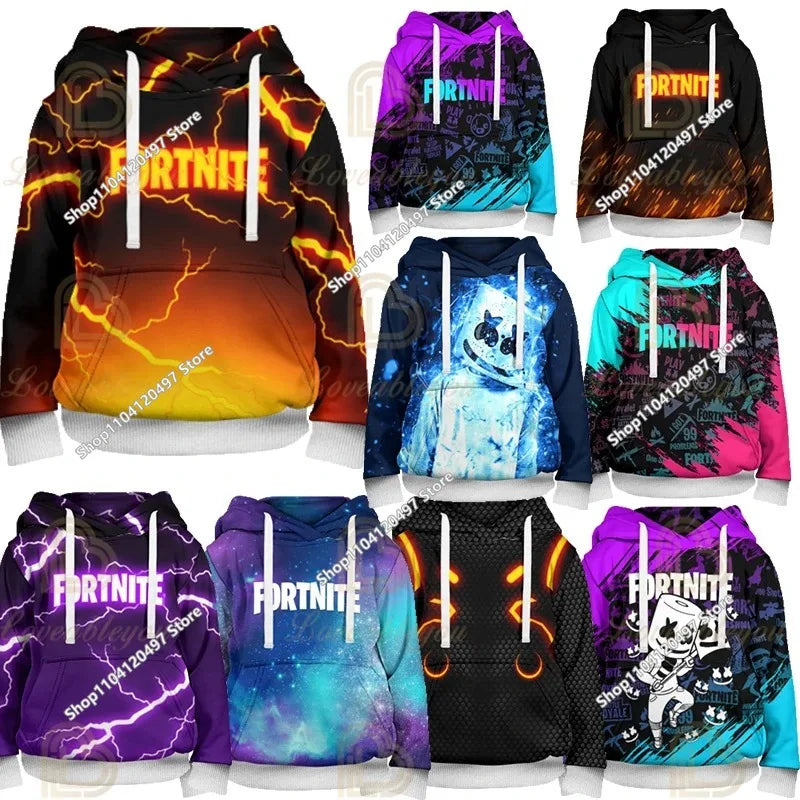 2-14Y Sweatshirt Fortnite Child Print Hoodie Sweatshirts Boys Girls Fashion Harajuku Jacket Kids Clothes Games Cosplay Costume