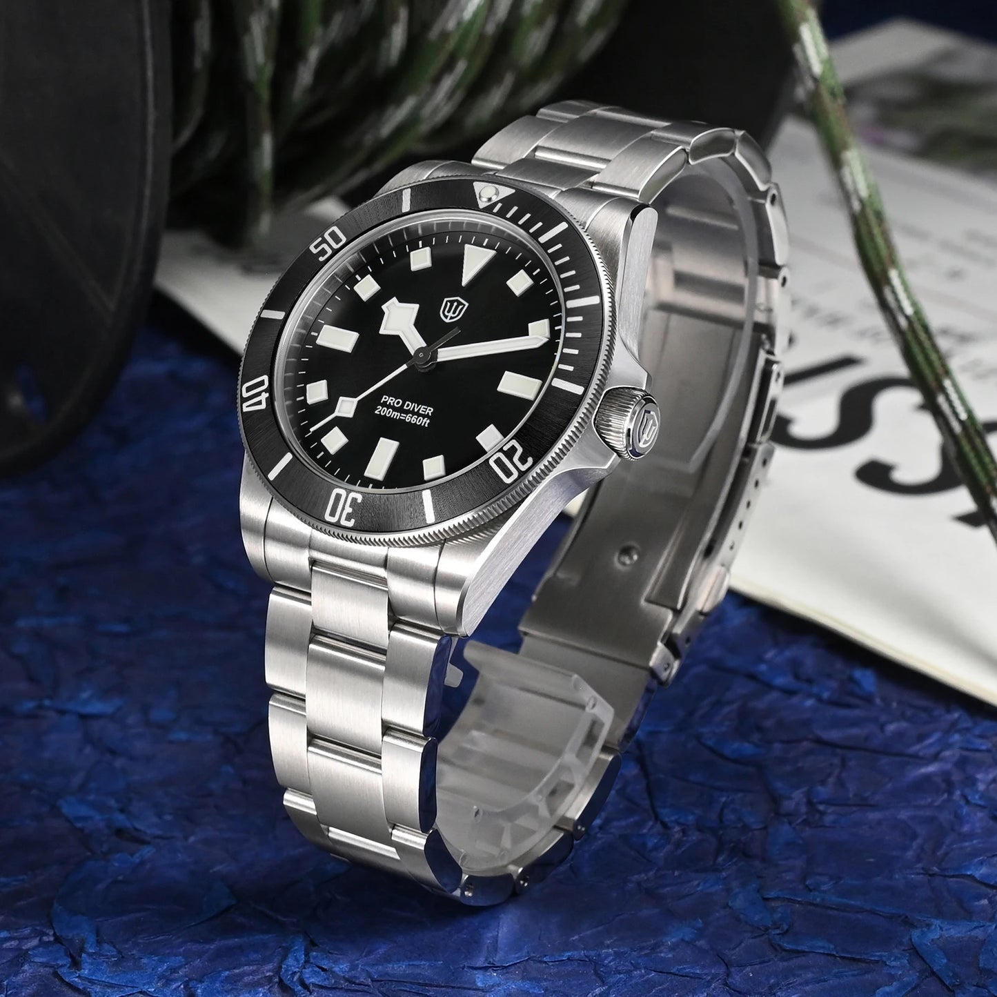 Watchdives WD1969 PRO Men Quartz Watch Sapphire Crystal Luminous Waterproof VH31Sweep Seconds Movement Stainless Steel Watches