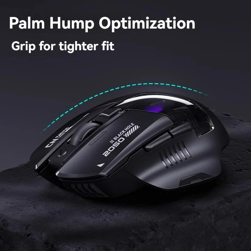 Inphic A9 Pro gamingmus med tre tilstande, farverig lysguide, strømindikator, justerbar DPI, makrodriver, ergonomisk, 12800DPI