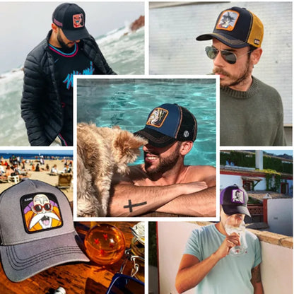 Casquette de baseball imprimée à l'effigie d'un personnage de l'anime Dragon Ball pour hommes et femmes – Casquette hip-hop – Casquette en maille pour camionneur – Protection solaire d'été pour les activités en plein air