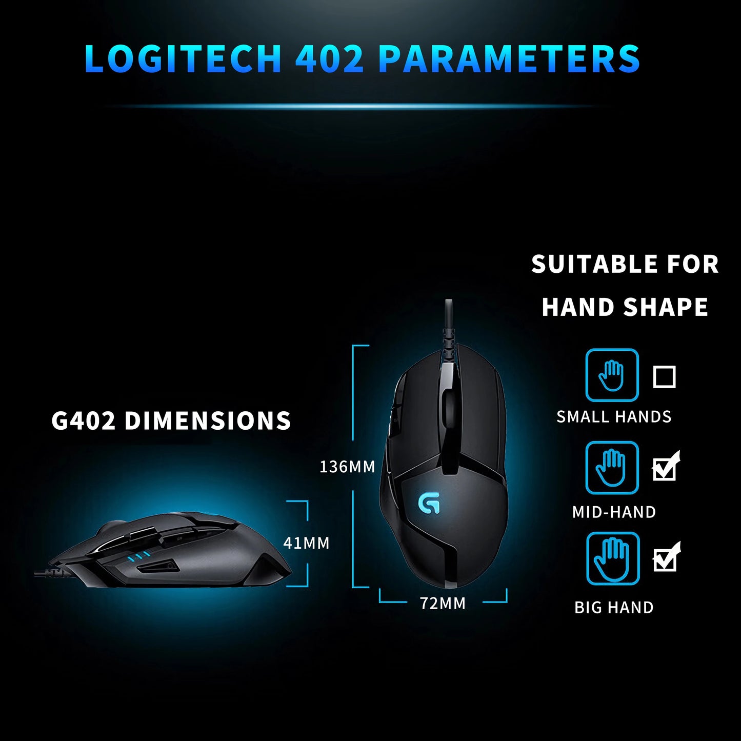 Logitech (G) G402 herní myš drátová myš pro e-sport mechanická myš s programovatelnými makry pro CSGO, PUBG a kompetitivní hraní