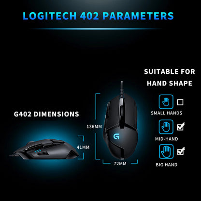 Logitech (G) G402 herní myš drátová myš pro e-sport mechanická myš s programovatelnými makry pro CSGO, PUBG a kompetitivní hraní
