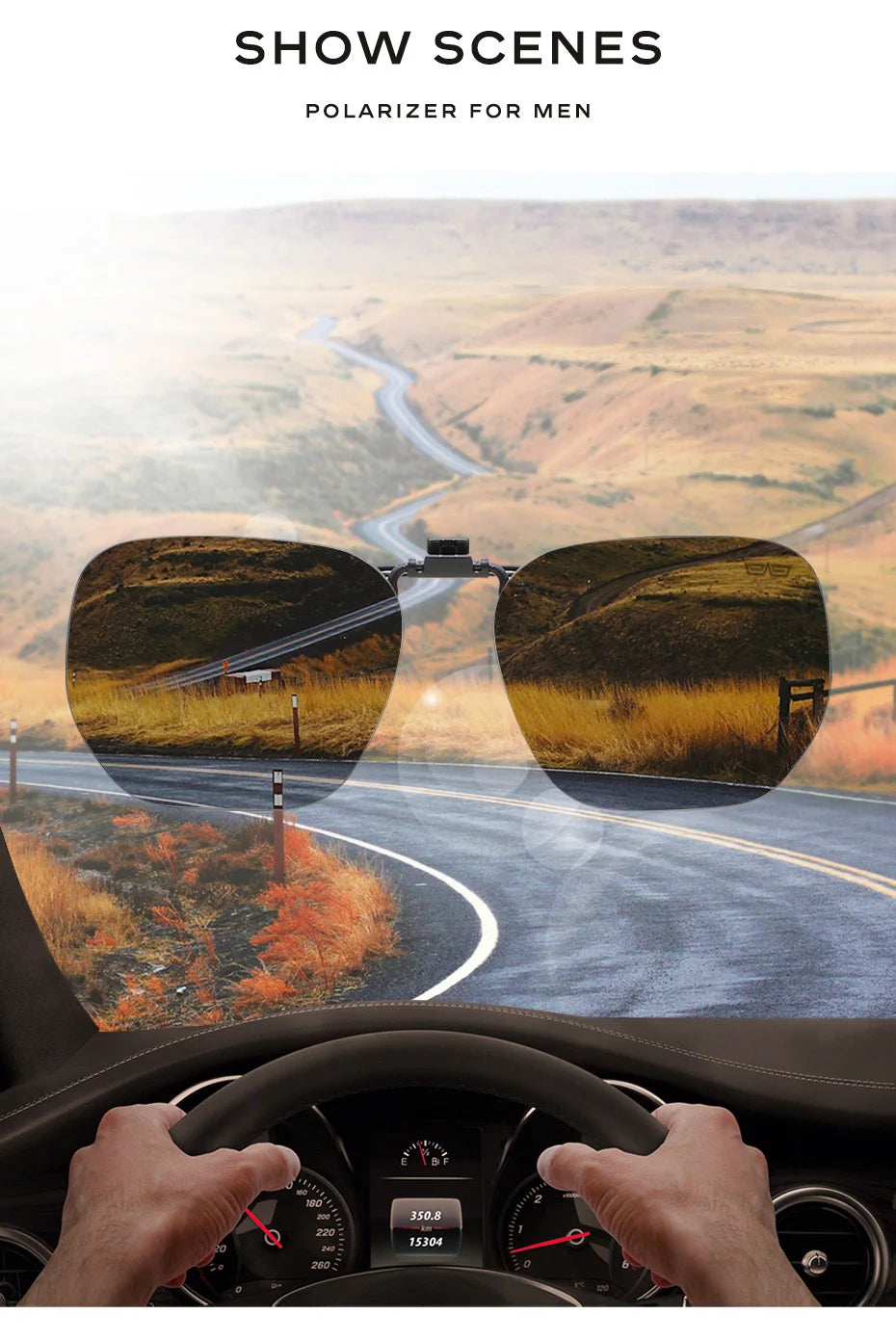 CAPONI New Sunglasses Clip For Men Square Polarized Photochromic Glasses Clip Flipped Up Protect Eyes Light Clip On Frame BS1103
