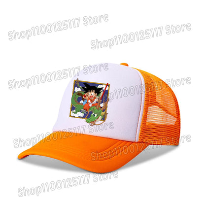 Dragon Ball baseball sapka, anime-nyomtatott sapkák, lélegző, csúcsos sapka, rajzfilm, Goku, nyári sport, snapback, hálós napellenzős sapka, gyermekajándék